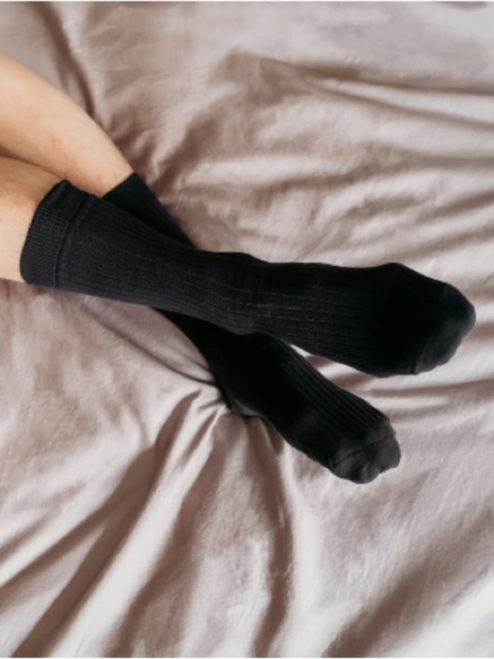 Q for Quinn Black Adult Ribbed Socks - 100% Organic Cotton (2 pairs) - Small